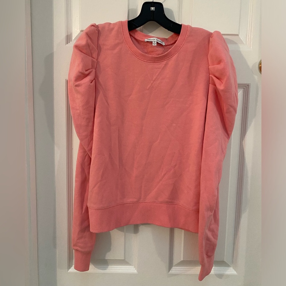 Rebecca Minkoff Coral Pink Pullover Sweatshirt w Puff Sleeves - Medium